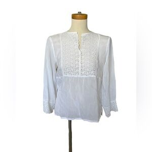 Johnny Was Summer White Lace Top